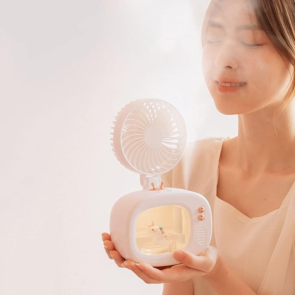 Cooling Fans Personal Air Cooler, 4000 mAh Cordless Portable Air Conditioner with 3 Speed Modes, Rechargeable Mini Air Conditioner Fan with 7 Colors Night Light for Desktop, Office, Room (Green)