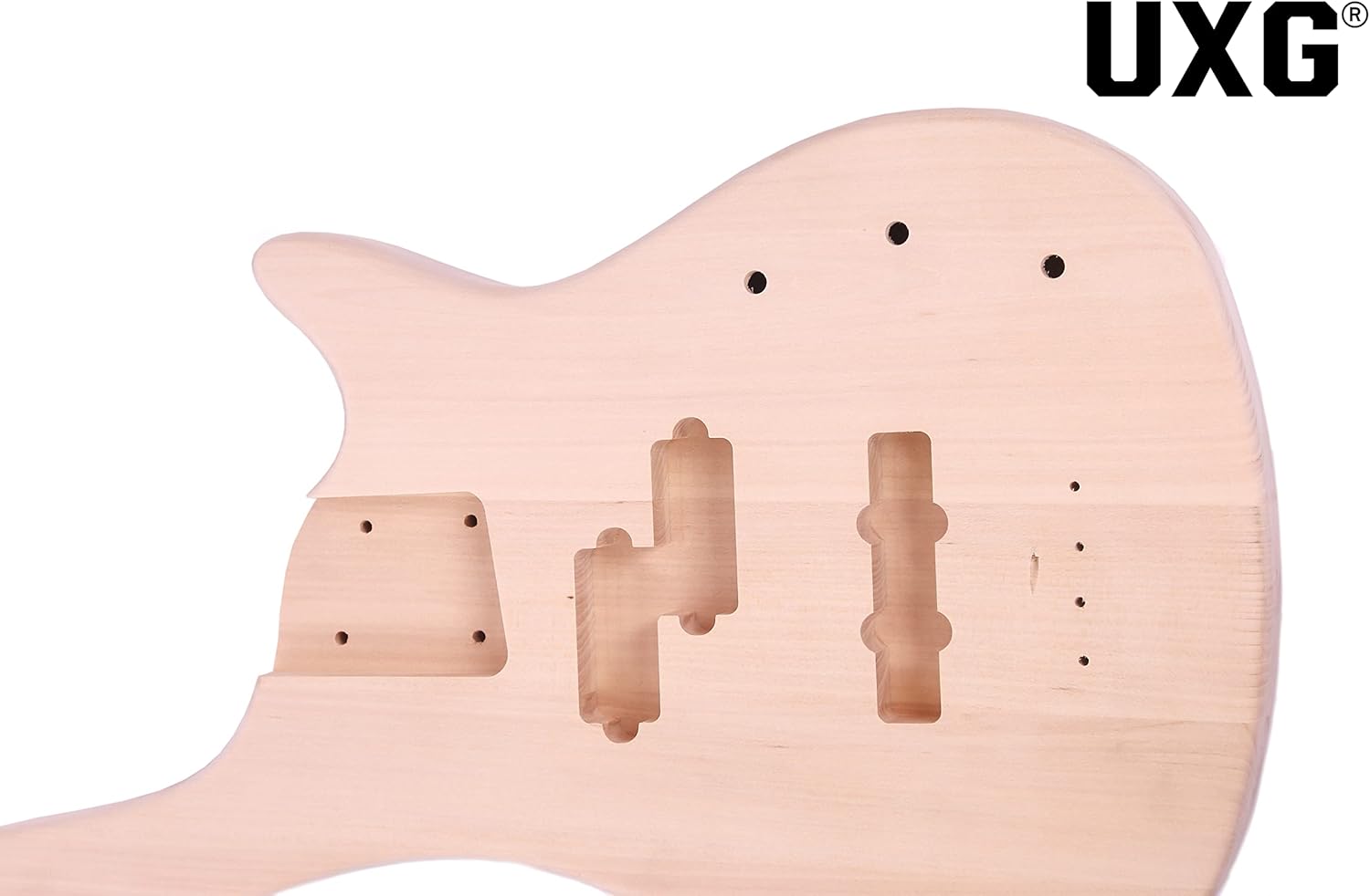 I-4 DIY Electric Bass Guitar Kits，Basswood body，Maple Neck and Rosewood Fingerboard，All Components Included，Natural