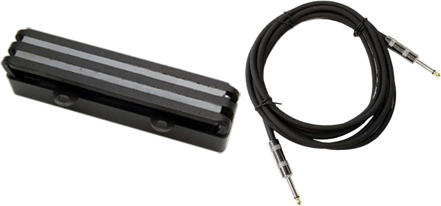 Lace Aluma J Bass Alumitone Pickup Black w/ 18.6' Instrument Cable