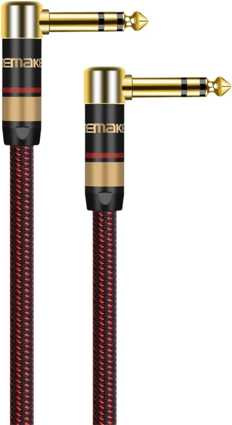 Stereo Audio Line TRS 1/4 Inch Male To Male Guitar Amp Cord 6.5mm To 6.5mm for Guitar Sax Speaker Amplifer Mixer Equalizer(Red-Straight LL,1m)