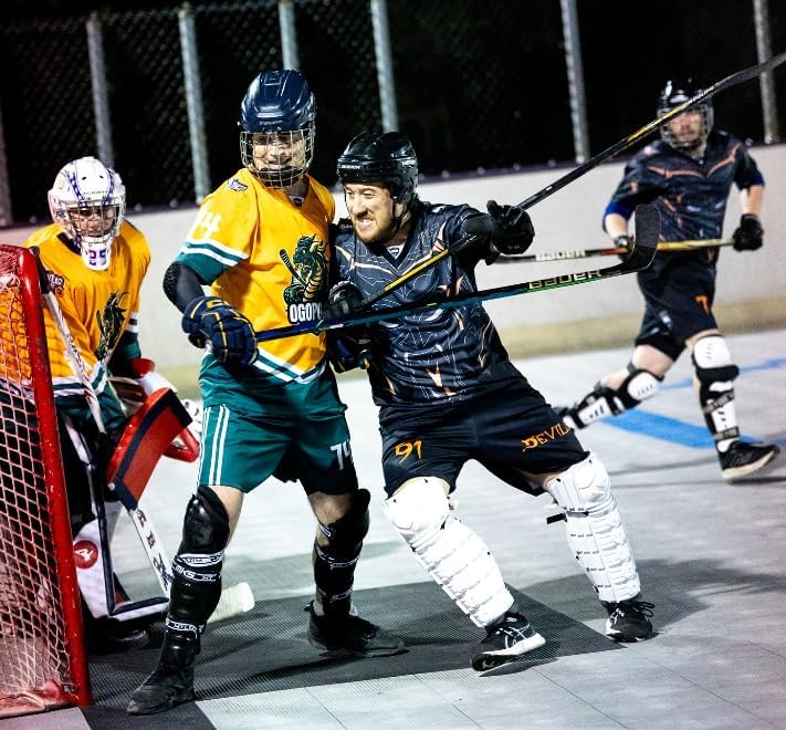 MyLec MK5 Street/DEK Shin Pad, Lightweight & Durable Hockey Accessories, 360° Straps, Hard Front Shells, Breathable Material, Metatarsal Padding Ice Hockey Shin Guards, Foam Rubber