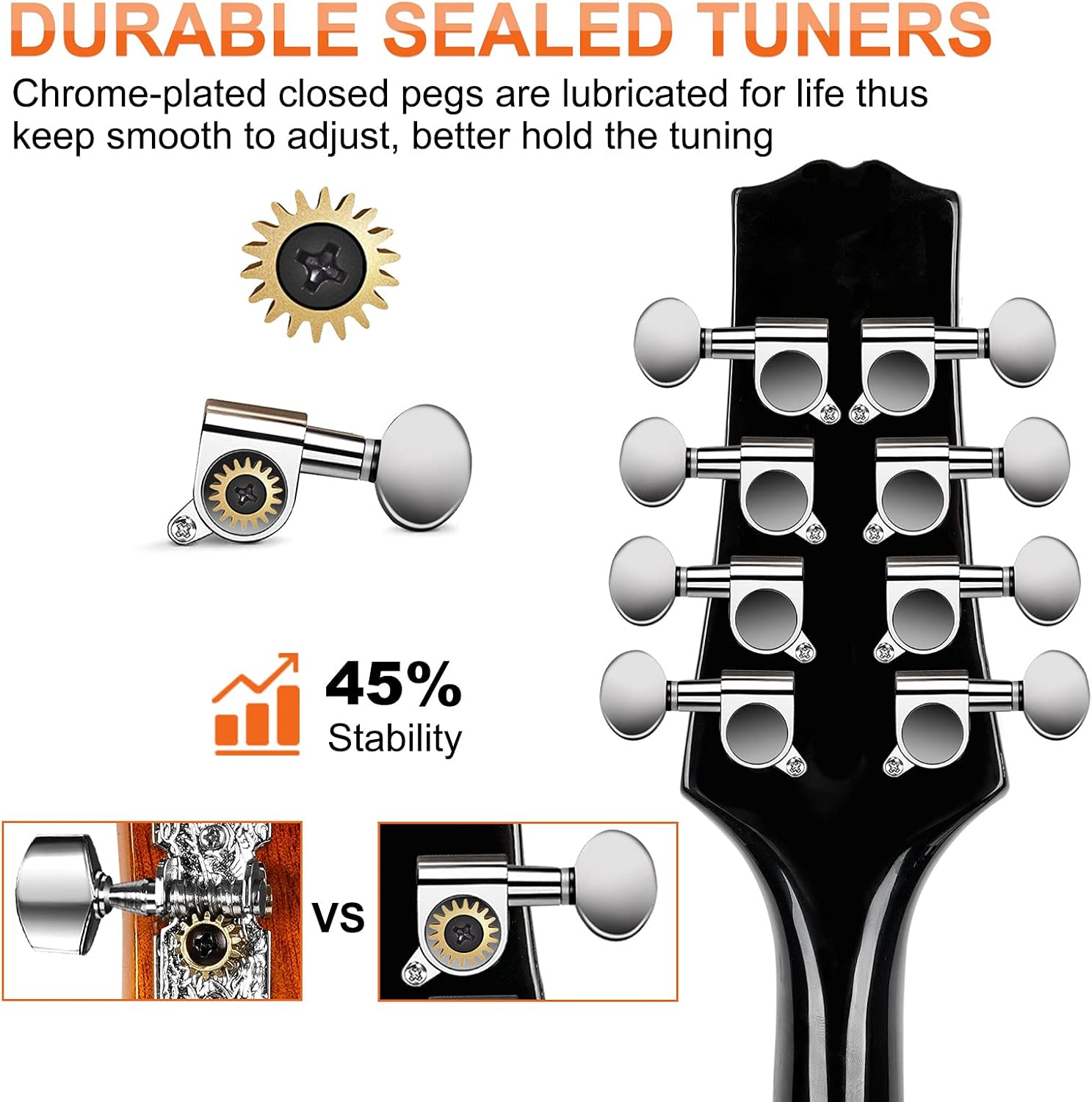 Vangoa Mandolin Instrument Mahogany Acoustic Electric A Style Mandolin Musical Instrument for Beginner Adults Teens Kids, Black