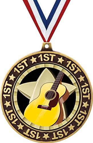 Guitar 1st Place Perimeter Medal Gold, 2.75