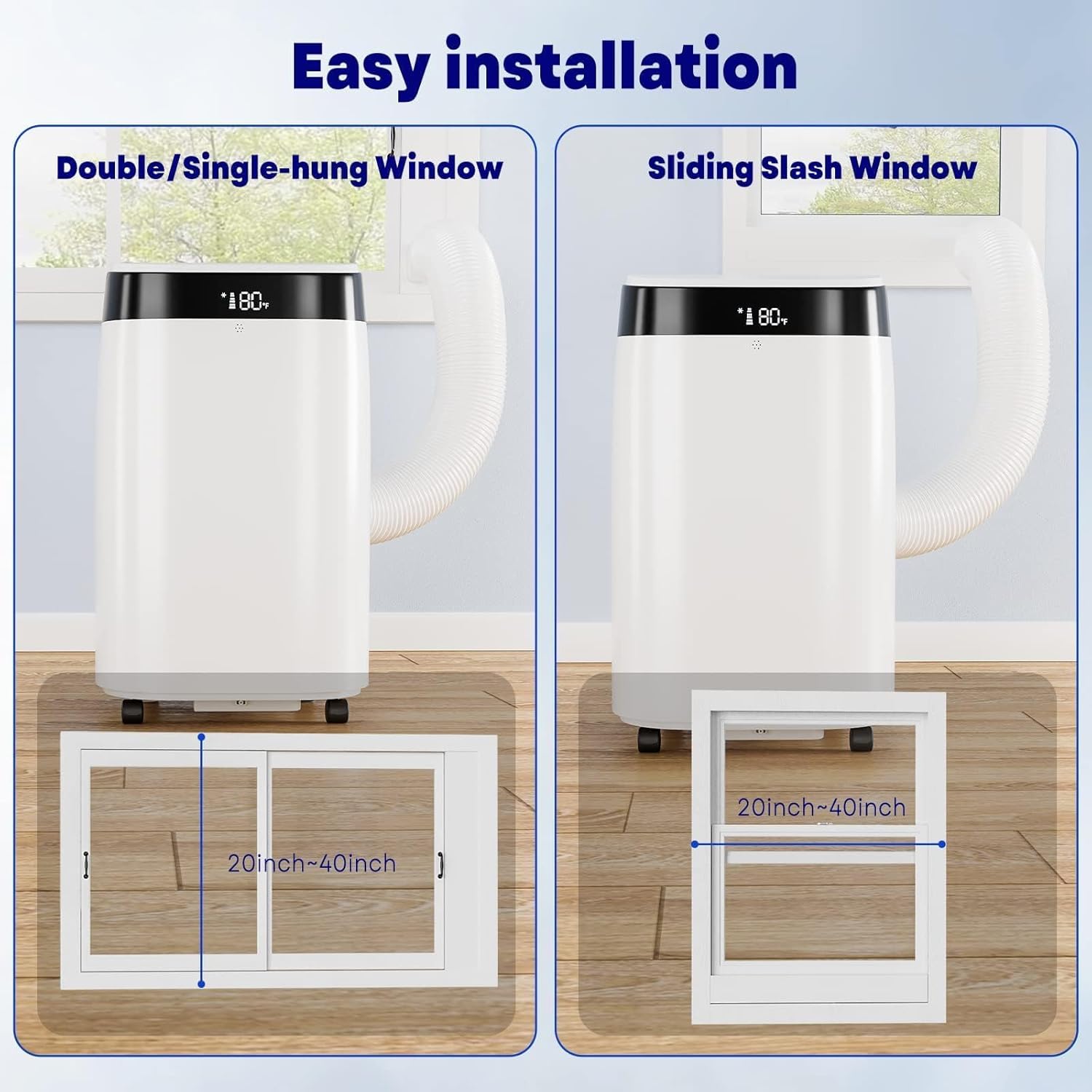 10,000 BTU Portable Air Conditioner for Rooms up to 450 Sq.Ft, 3-in-1 Portable AC Unit with Cooling, Dehumidifier & Fan Modes, Remote, 24H Timer, Sleep Mode, Window AC Kit, AC Unit for Bedroom