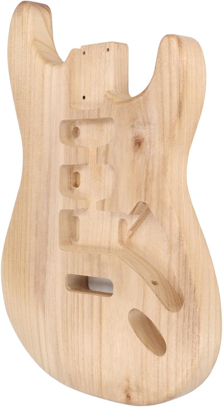 LiebeWH Unfinished Guitar Body, Paulownia Wood, Lightweight Electric Guitar Body, DIY SSH Style Instrument for Customization