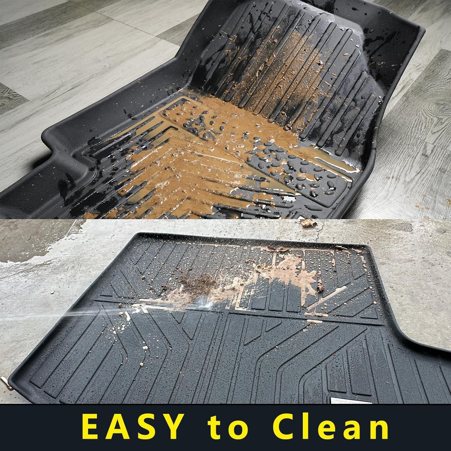 Floor Mats Fits 2022-2024 2025 Ford Transit Connect, TPE All Weather Protection Transit Front Row mat, Black Van Liners mat Accessories