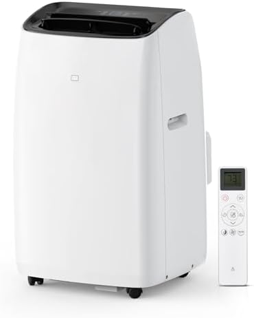 14,000BTU Inverter Dual Hose Cooling Portable Air Conditioner, Heater, Dehumidifier & Fan w Remote Control, Standing AC Unit Sleep Mode 42db, 24H Timer, Cooling up to 750 Sq Ft w Window Kit