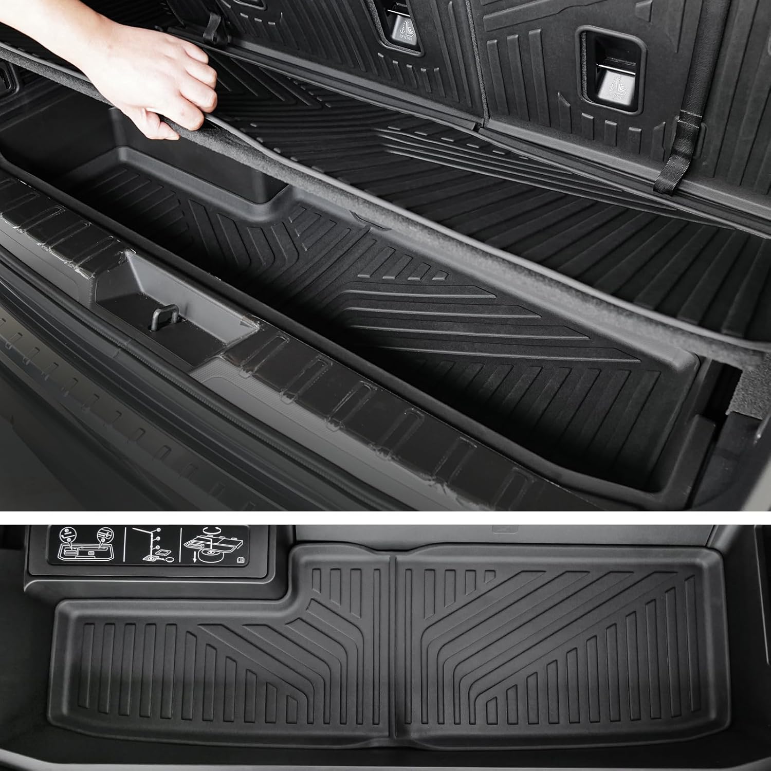 Floor Mats Cargo Mat Backrest Mats Trunk Lower Storage Mat for 2019-2025 Subaru Ascent Accessories, All-Weather TPE Trunk Mat Cargo Liner Door Sill Protector(Floor Mats+2-in-1 Cargo Mat)
