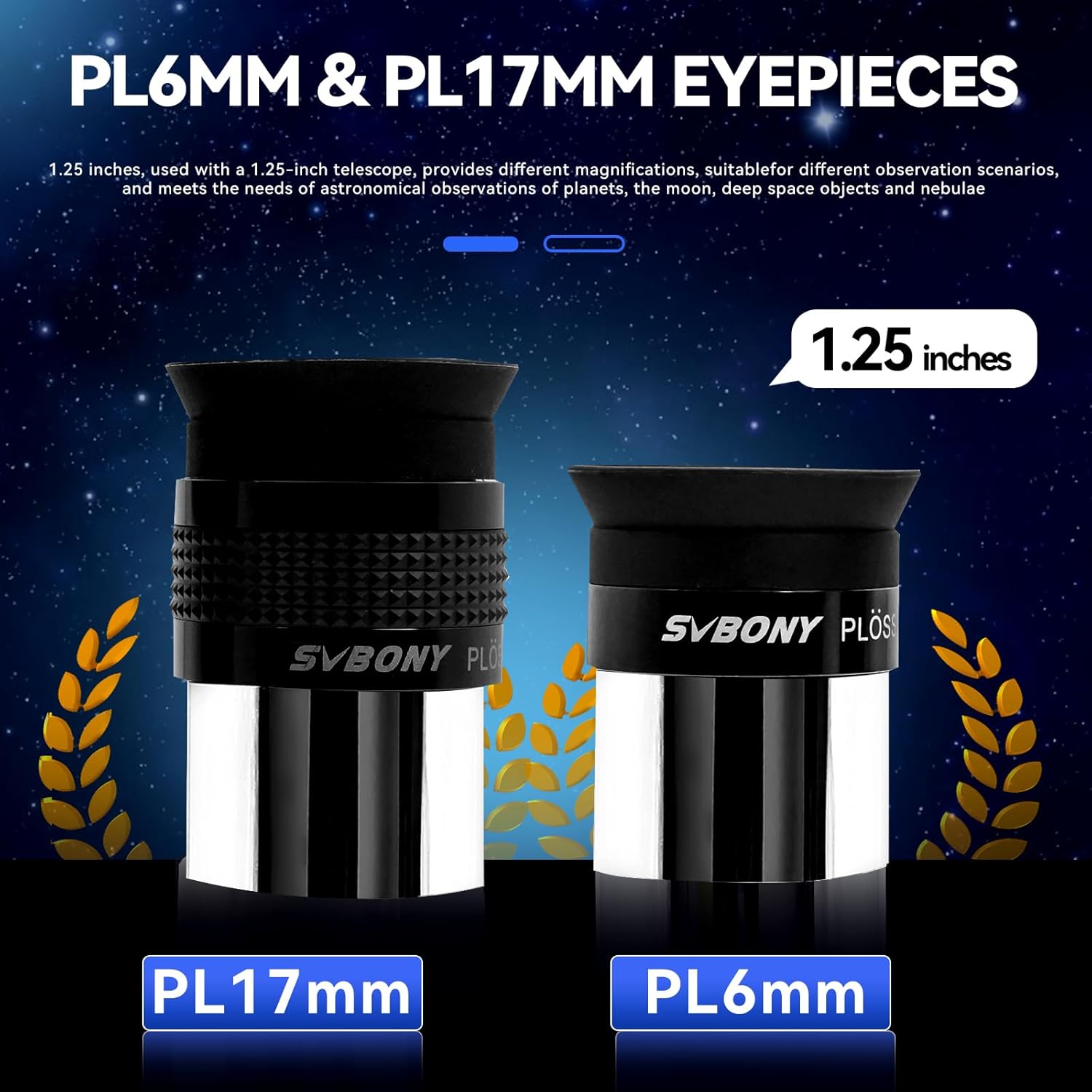 SVBONY SV233 7PCS Telescope Accessory Kit with Plossl Eyepiece, 2X Barlow Lens, Moon/ND4/82A Color Filter and Bag Bundle with SV230 Telescope Eyepiece, 1.25'' Zoom Eyepiece, for Astronomical Visual