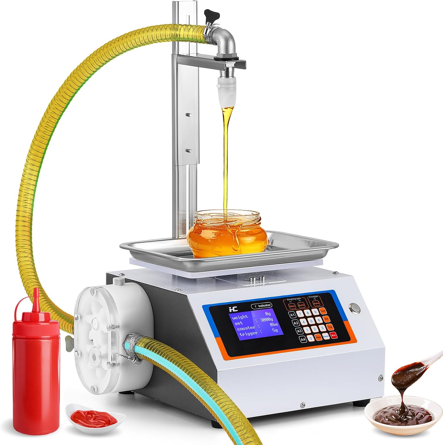 Hanchen Weight Honey Filling Machine Automatic Bottling Machine with Cleaning Mode Gear Pump for Laundry Detergent, Sauce, Ketchup