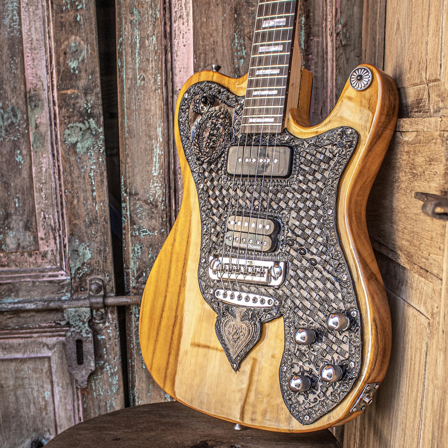 Sawtooth ET RipSaw Series Michael Angelo Batio Collection 24 Fret Electric Guitar w Custom Leather Pickguard - Whiskey Gold Finish