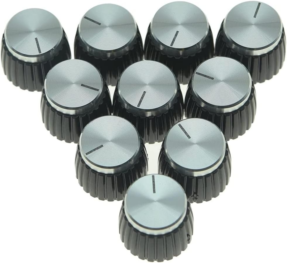 20Pcs Guitar AMP Amplifier Push on Fit Knobs Aluminum Cap Top Fits 6Mm Diameter Pots for Amplifiers