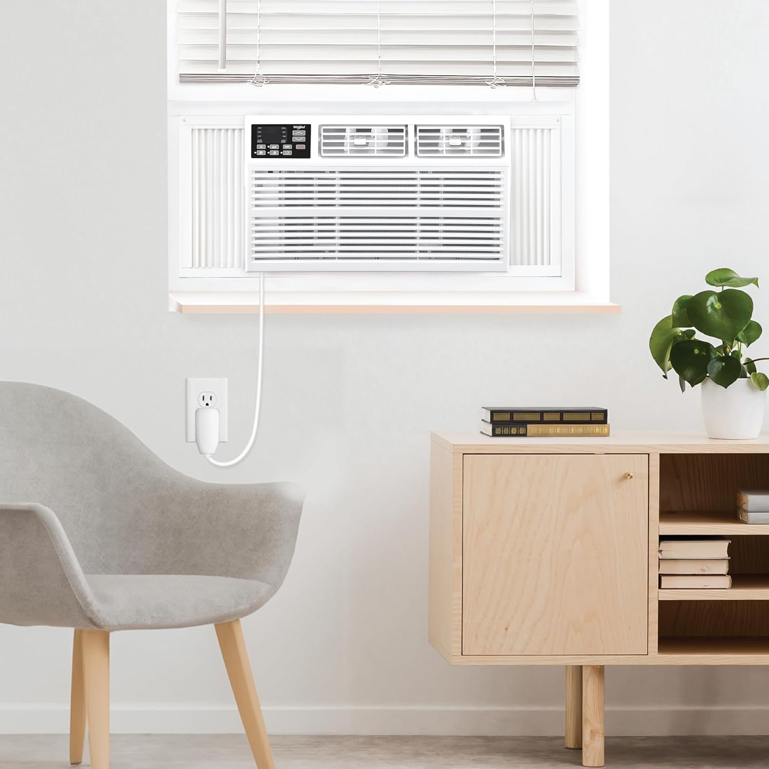 Whirlpool 12,000 BTU 115V Window-Mounted Air Conditioner with Remote Control, Window AC for Rooms up to 550 Sq.Ft, LCD Display, Auto-Restart, 24H Timer, White