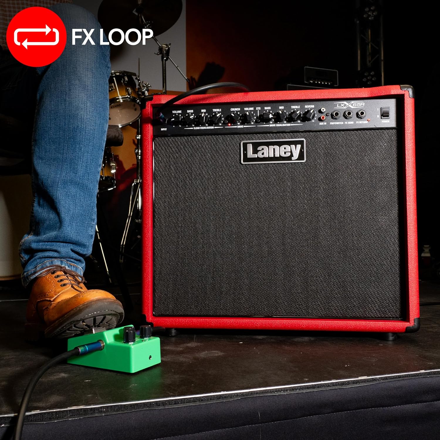 Laney LX65R-Red Guitar Combo 65W 12 Inch Woofer Reverb, Red