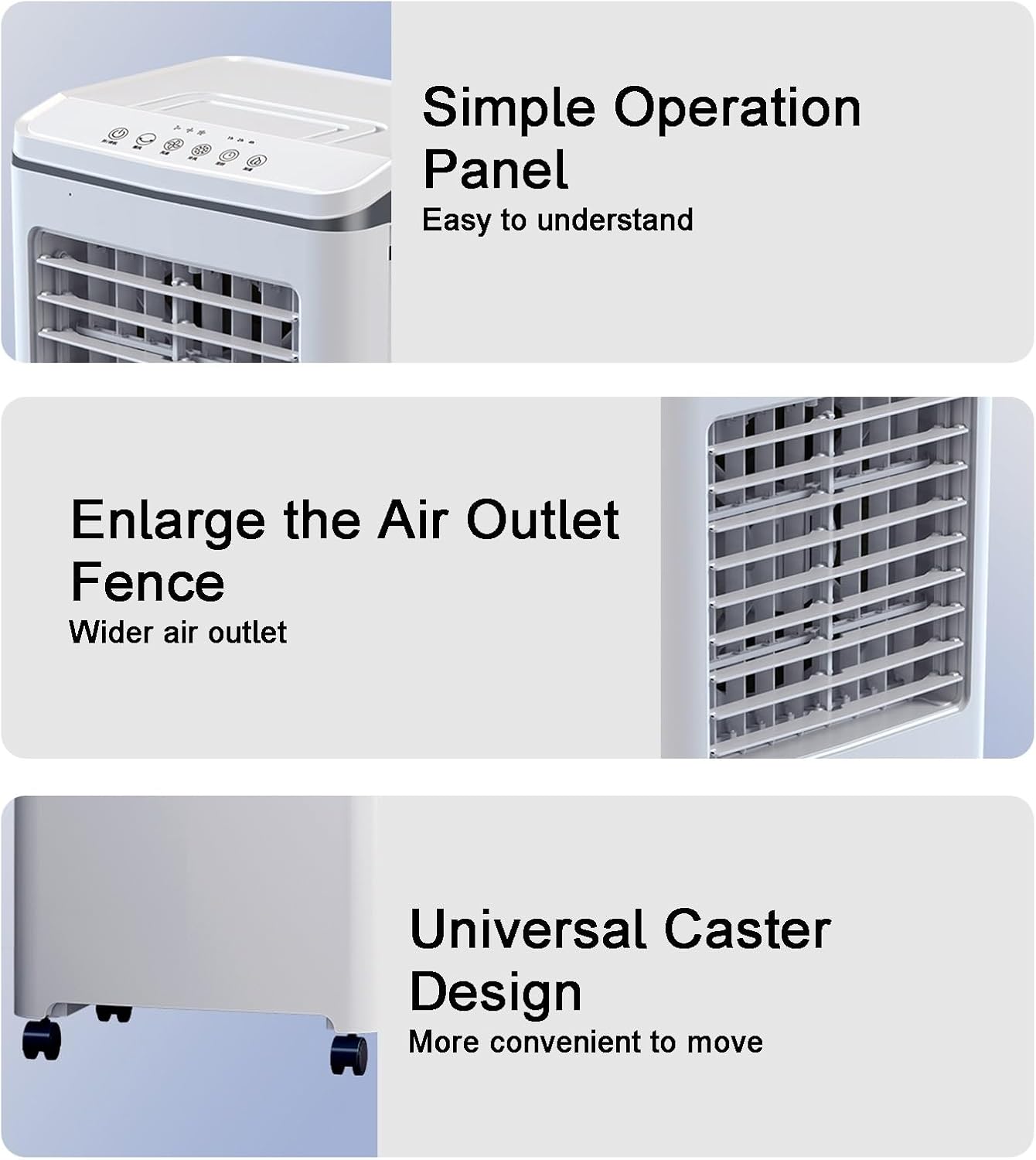 Swamp Cooler, Evaporative Cooler, 3-in-1 Portable Air Conditioners, 3 Speeds, Easy to Move, with 25L/5bal Water Tank, for Room, Bedroom, Indoor, Office