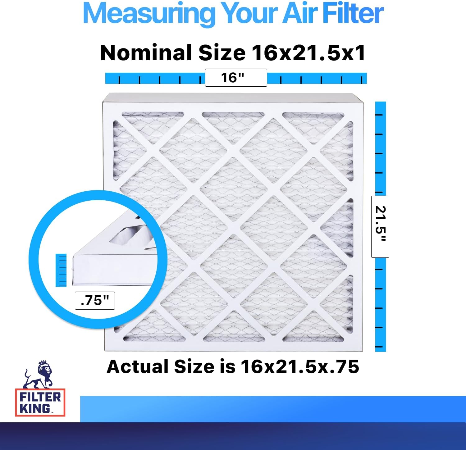 Filter King 16x21.5x1 Air Filter | 12-PACK | MERV 8 HVAC Pleated A/C Furnace Filters | MADE IN USA | Actual Size: 16 x 21.5 x .75