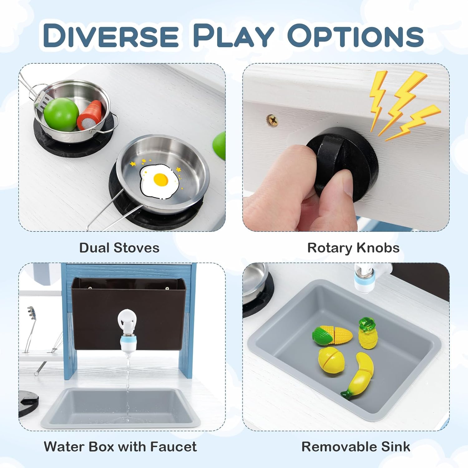 Costzon 2 in 1 Mud Kitchen, Double-Sided Fir Wood Kids Kitchen Playset & Pretend Grocery Store with Stoves, Sink, Running Water Box, Accessories, Mud Table, Outdoor Play Kitchen for Boys Girls