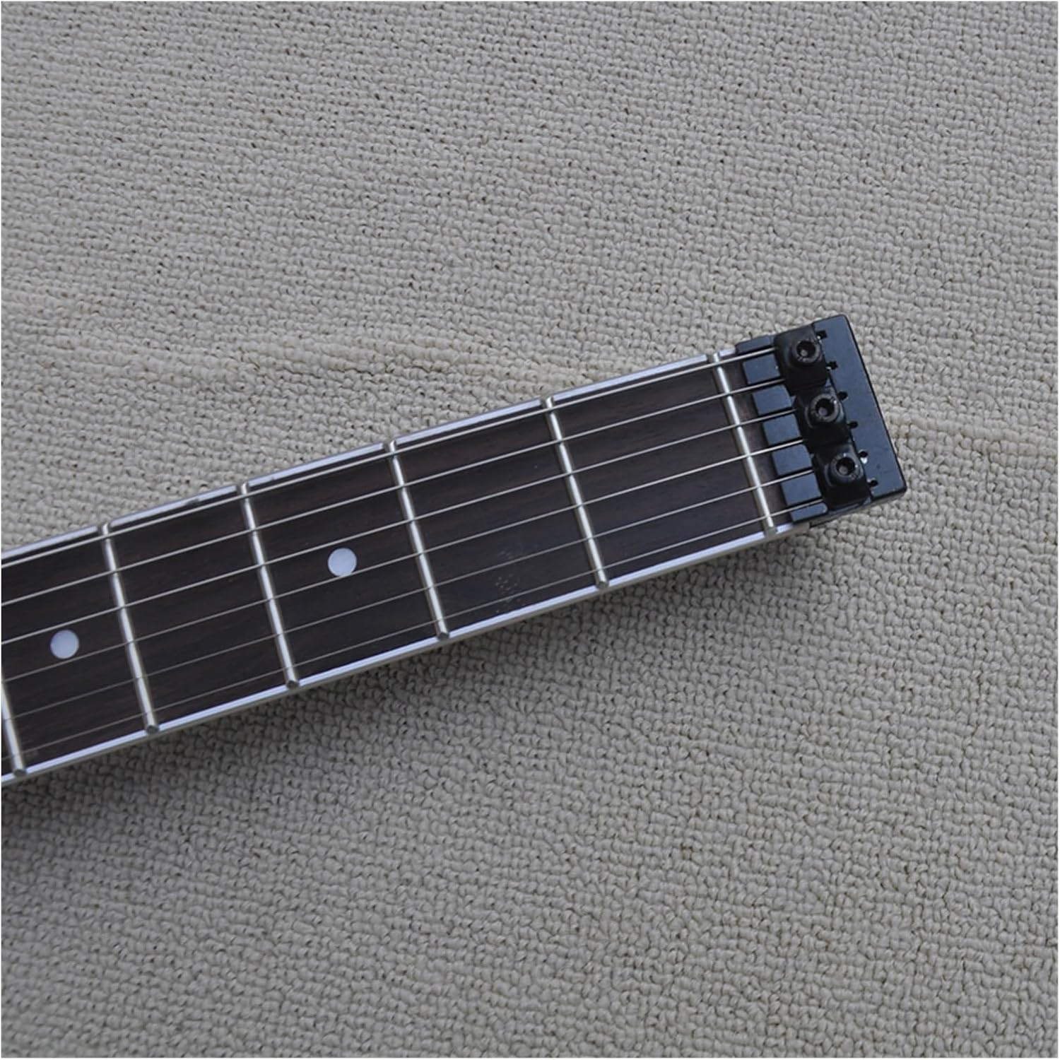 Black 39 Inches Headless Electric Guitar with Flame Maple Veneer 24 Frets Professional Headless Guitar