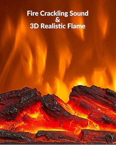 Shinic Electric Fireplace Heaters for Indoor Use,1500W Space Heater with Crackling Sound & 3D Realistic Flame, Safety Protection, Portable Fireplace Heater for Home Office Christmas Decoration, Oak