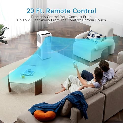 Portable Air Conditioner, 8000 BTU AC Unit with Remote Control, 3-in-1 Air Cooler, 24 Hrs Timer, Digital Display, Sleep Mode, Caster Wheels, Ideal for Home, Office, Dorm