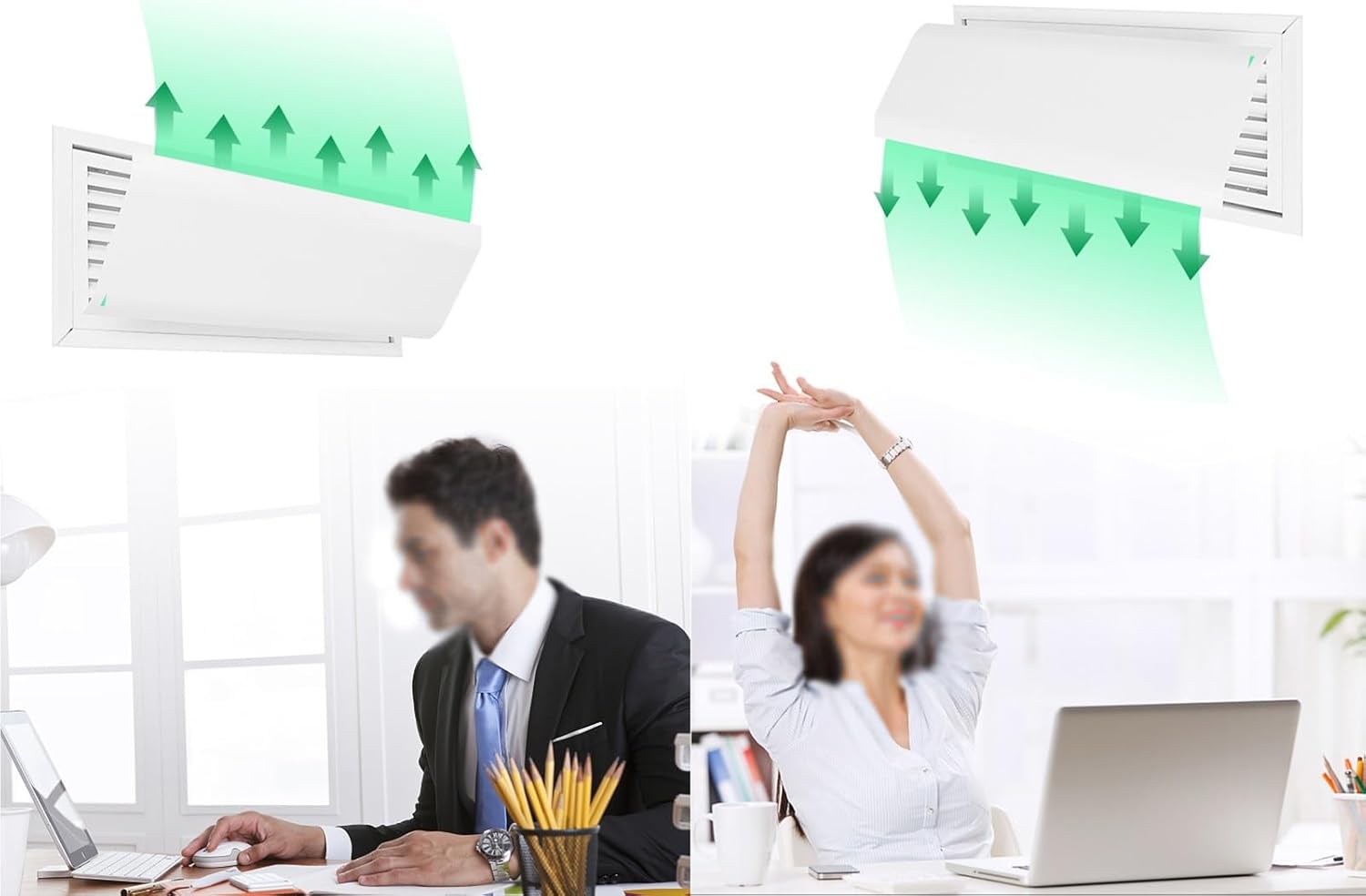 Air Conditioner Deflector Central AC Air Flow Deflector Prevent The Cold Air from Blowing Straight, Angle Adjustable, Easy Installation, for Commercial Office Public Area Home