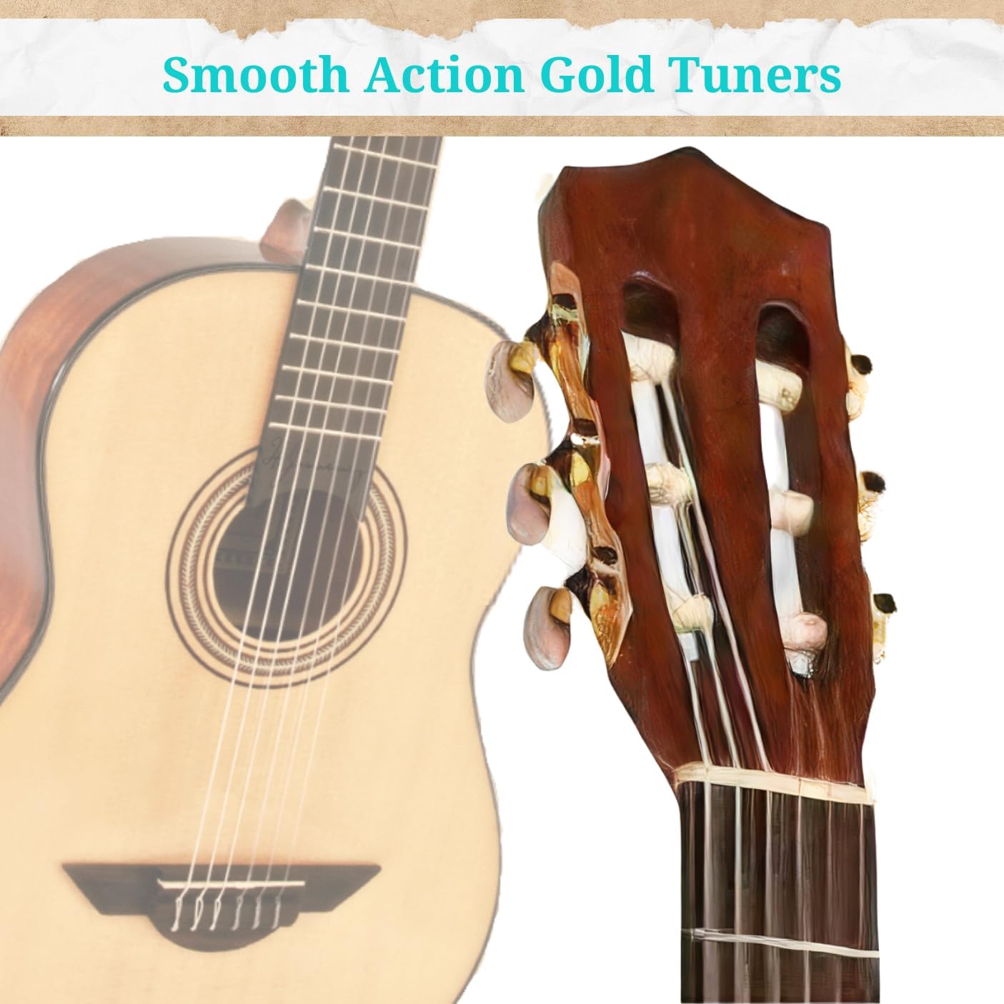 H. Jimenez 6 String Acoustic Guitar, Right, White,Gold (LG2)