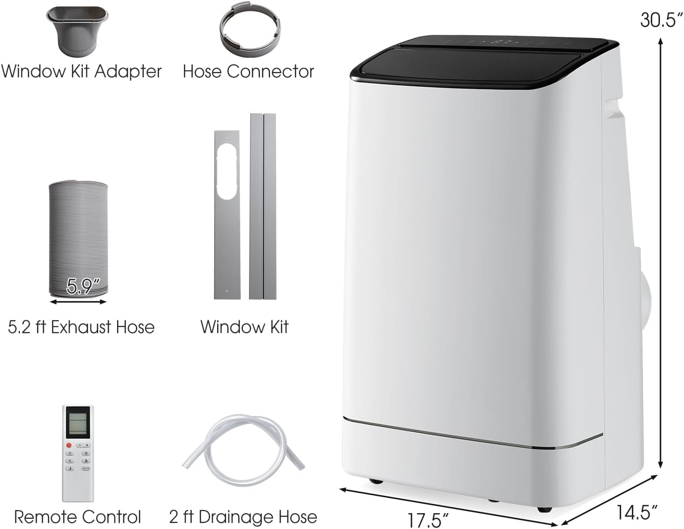 ARLIME Portable Air Conditioners, 15000 BTU AC Unit Cools up to 800 sq. ft. Freestanding Air Cooler w/Fan & Dehumidifier, Remote Control, Window Mount Kits for Home Office