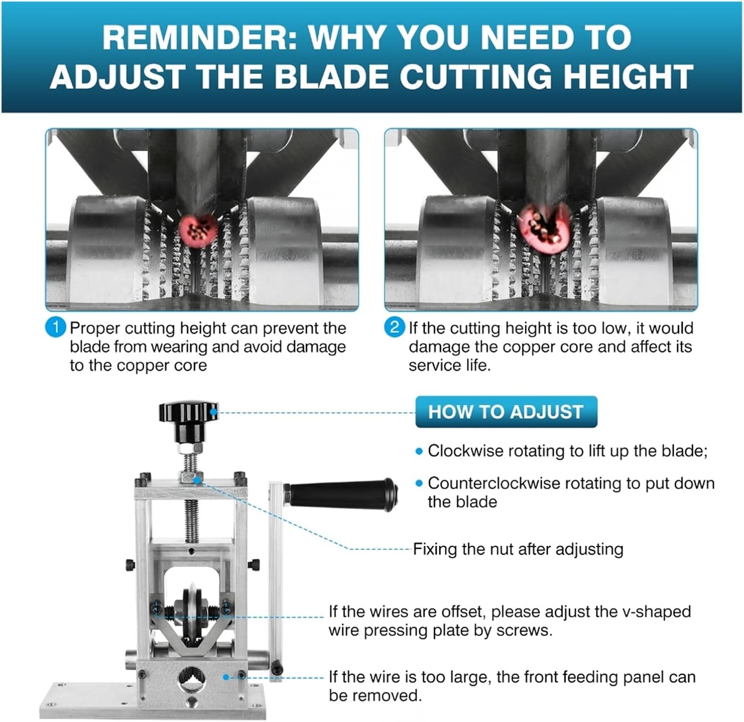 Manual Copper Wire Stripping Machine Scrap Recycle Tool Cable Stripper Peeler Machine Wire Diameter 1-70mm Peeling Tool with Efficiency(1mm-70mm)