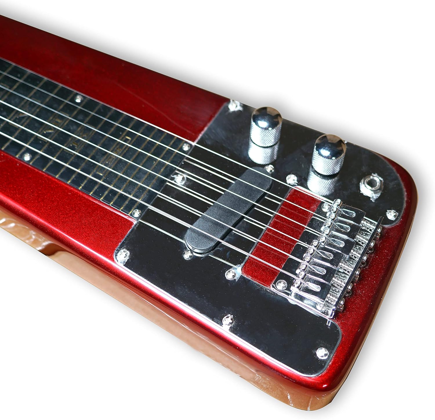 TARIO Lap Steel Guitar 6 String Slotted Head Stock Electric Slide Guitars With Gig bag (Red)