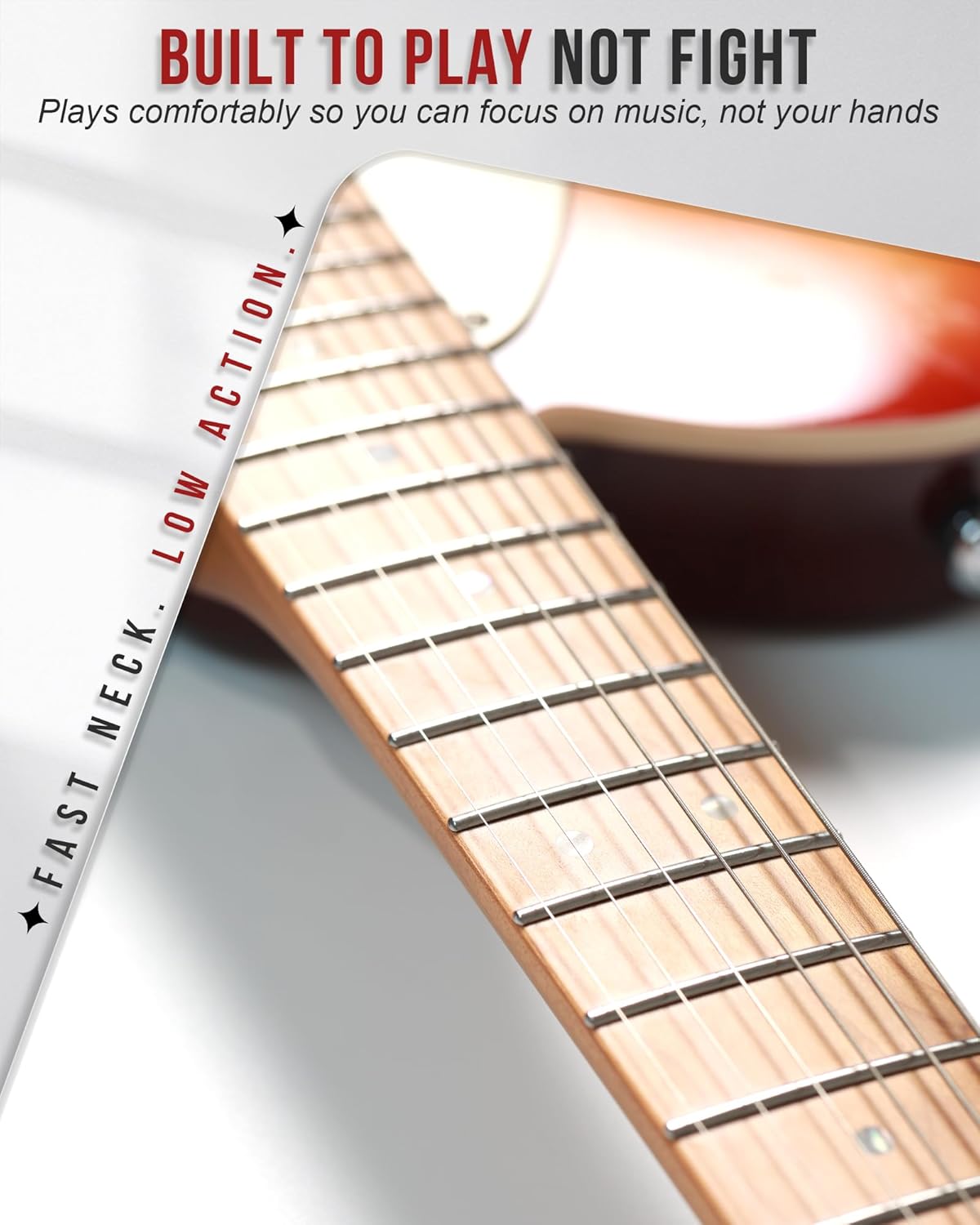 AKLOT Modern TL Electric Guitar – Dual Humbucker with Coil Split, Roasted Maple Neck & Flame Maple Top, Locking Tuners, Beginner & Intermediate Guitar, Inferno Burst