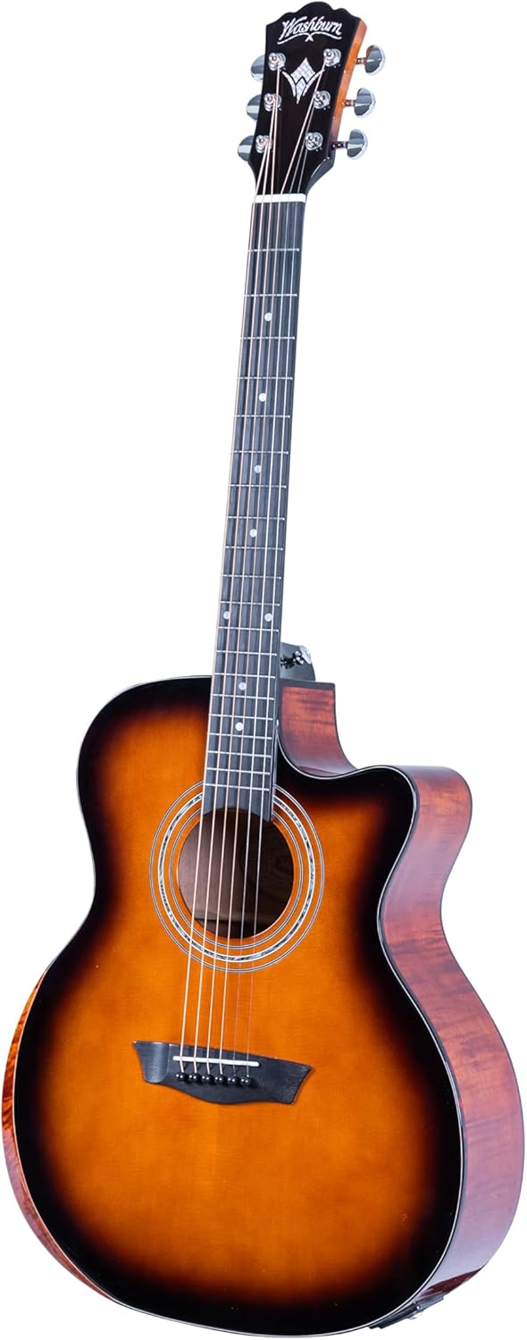 Washburn G10CE Comfort Series Grand Auditorium Cutaway Acoustic Electric Guitar, Sunburst