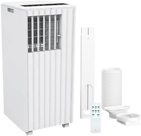 8000 BTU Portable Air Conditioner - 3 in-1 Cooling, Dehumidifier & Fan with Quiet Operation, Sleep Mode, 24H Timer & Energy Savings, for Rooms Up to 350 Sq.Ft, Includes Remote Control, Reusable Filt