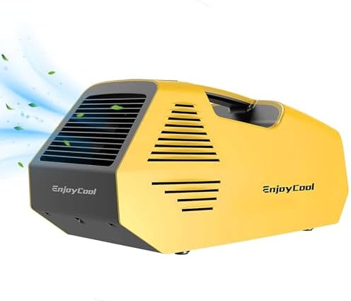 2380BTU Tent Air Conditioner for Camping 240W Camping Air Conditioner Low Power Consumption Indoor Outdoor for Tent Car Van Life Battery Not Included Battery Not Included(Yellow 02)