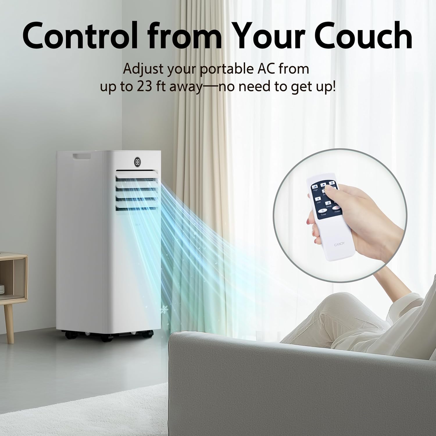 10,000 BTU Portable Air Conditioner for Rooms up to 450 Sq.Ft, 4-in-1 Cooling/Dry/Fan/Sleep Mode, Remote Control, High Low Speed, Window Kit Included, White