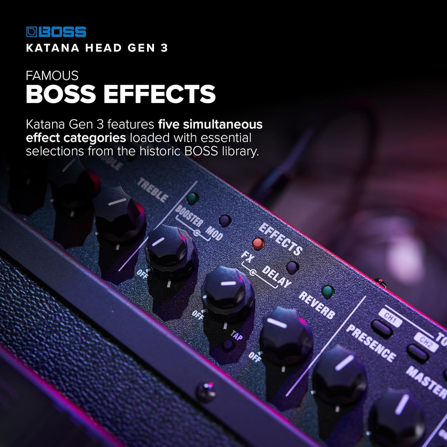 BOSS Katana Head Gen 3 Guitar Amplifier | Compact 100-Watt Amp Head | Evolved Tube Logic Sound | 12 Amp Characters | Onboard BOSS Effects | Advanced Connectivity | Built-in 5-Inch Practice Speaker