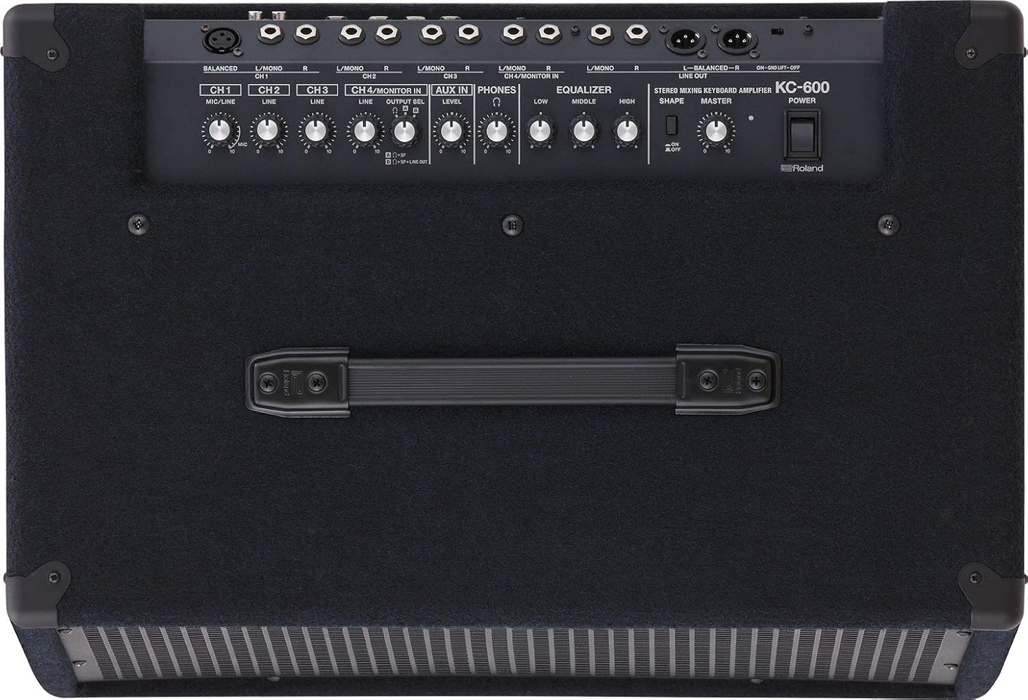 Roland KC-600 4-Channel Stereo Mixing Keyboard Amplifier - 200W Bundle with 2 Instrument Cable and Austin Bazaar Polishing Cloth