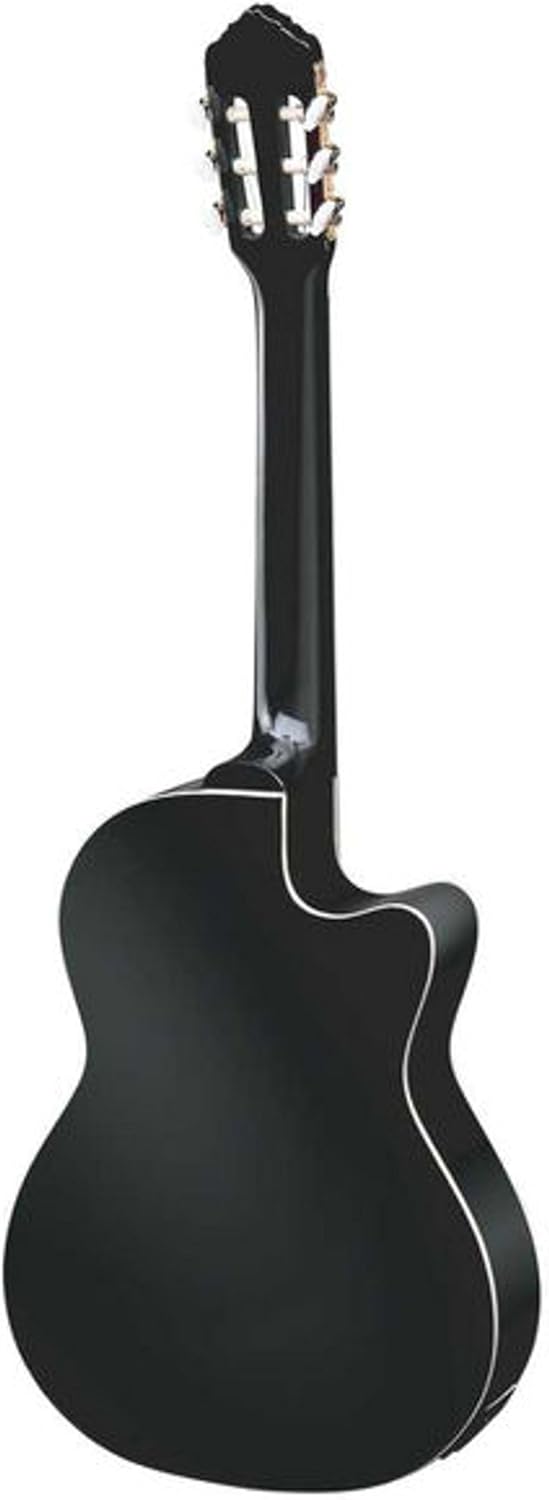 Ortega Guitars 6 String Family Series Pro Left-Handed Solid Top Thinline Acoustic-Electric Nylon Classical Guitar w/Bag, (RCE145LBK)