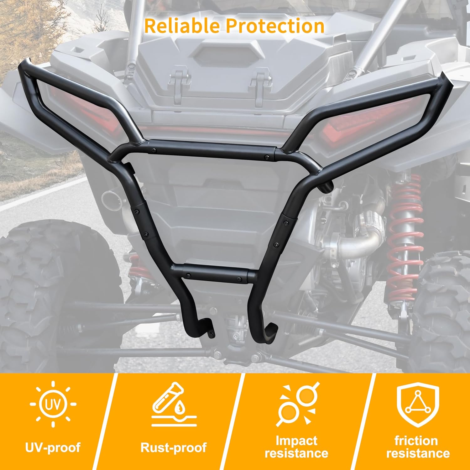 Rear Bumper for Polaris RZR XP/XP 4 1000 24-25, High Coverage Rear Bumper Heavy Duty Brush Guard for Polaris RZR XP/XP 4 1000 Ultimate Sport Premium 2024-2025 Accessories (Replace #2884514)