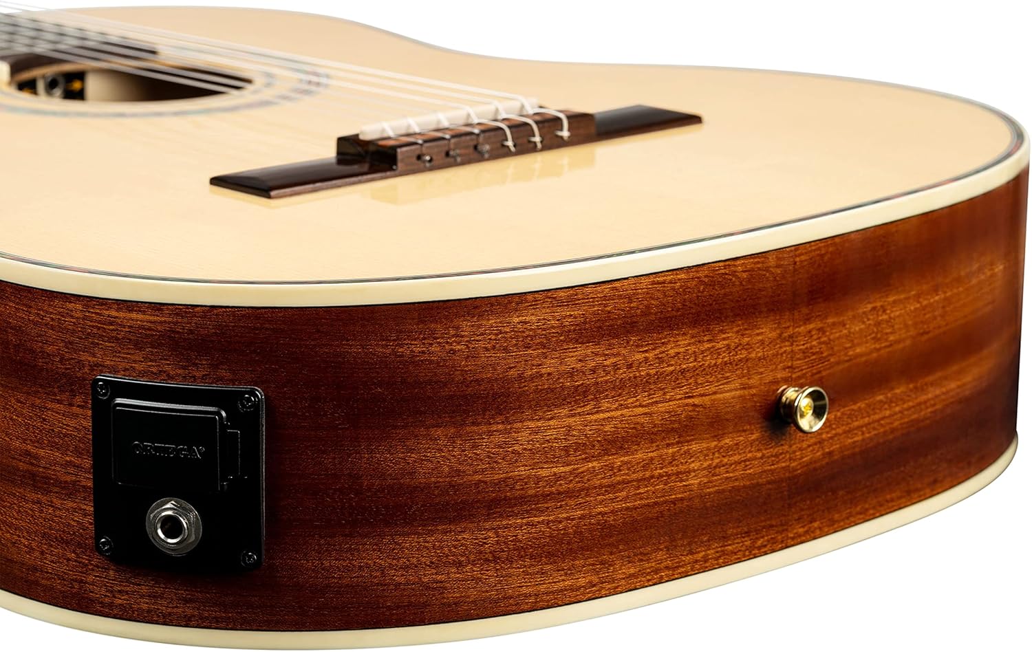 Ortega Guitars 6 String Family Series Pro Left-Handed Solid Top Acoustic-Electric Nylon Classical Guitar w/Bag, Full (RCE141NT-L)