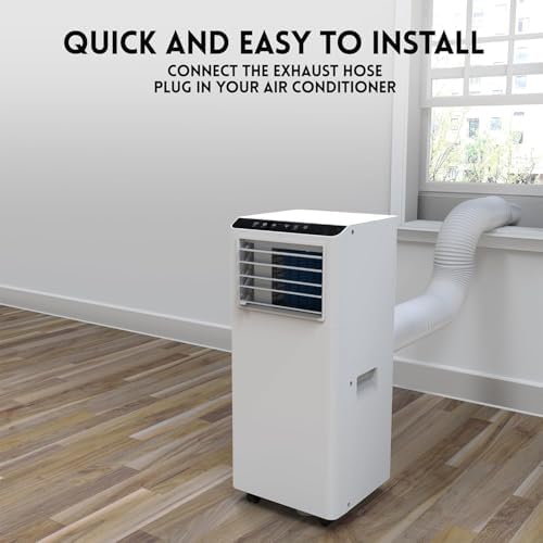 8000 BTU Portable Air Conditioner 3-in-1 Cooling/Dehumidifier/Fan with Remote Control, Cools Up to 350 Sq Ft, Sleep Mode, 2 Fan Speeds, Mobile Wheels & 24H Timer