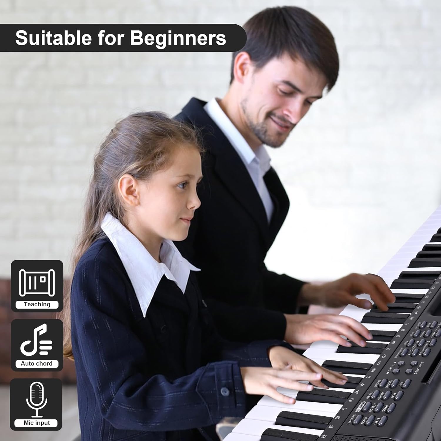 61 keys piano keyboard, Electronic Digital Piano Music Keyboard with Microphone, Sheet Music Stand and Power Supply, Portable Keyboard Piano Gift for Beginners