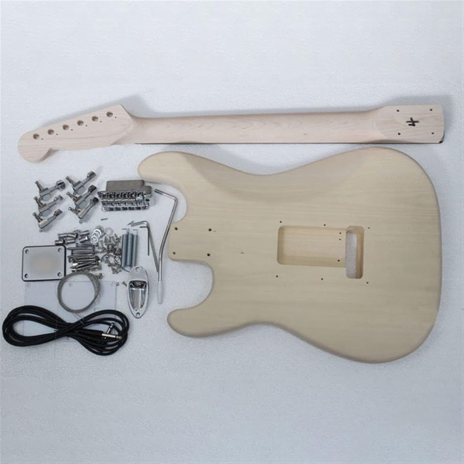 TSTS Unfinished Electric Guitar DIY Kits Maple Neck Basswood Body Rosewood Fingerboard with All Accessories Unfinished Electric Guitar Kit