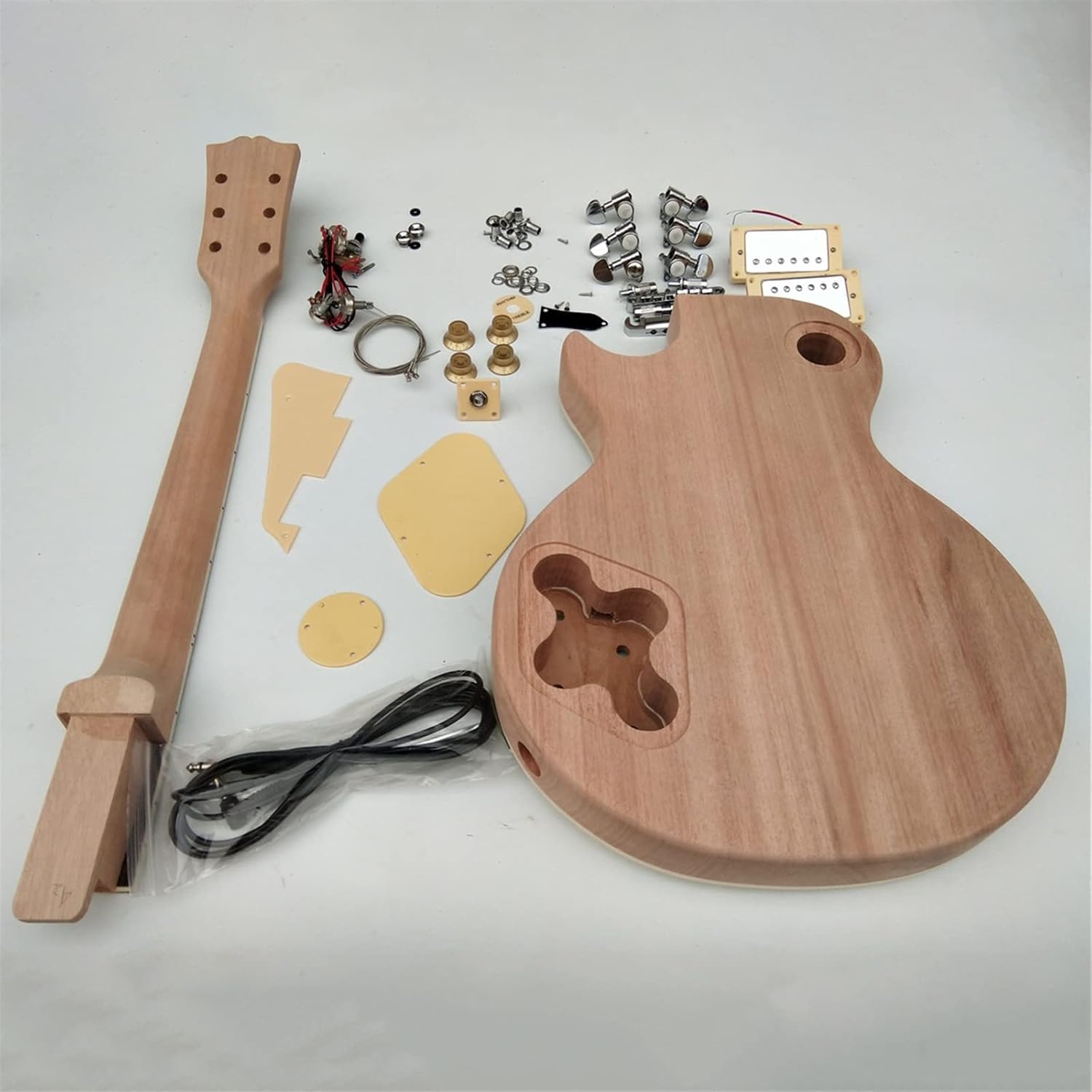 DIY Electric Guitar Kit Unfinished Unpainted Electric Guitar Body and Neck Including All Hardware
