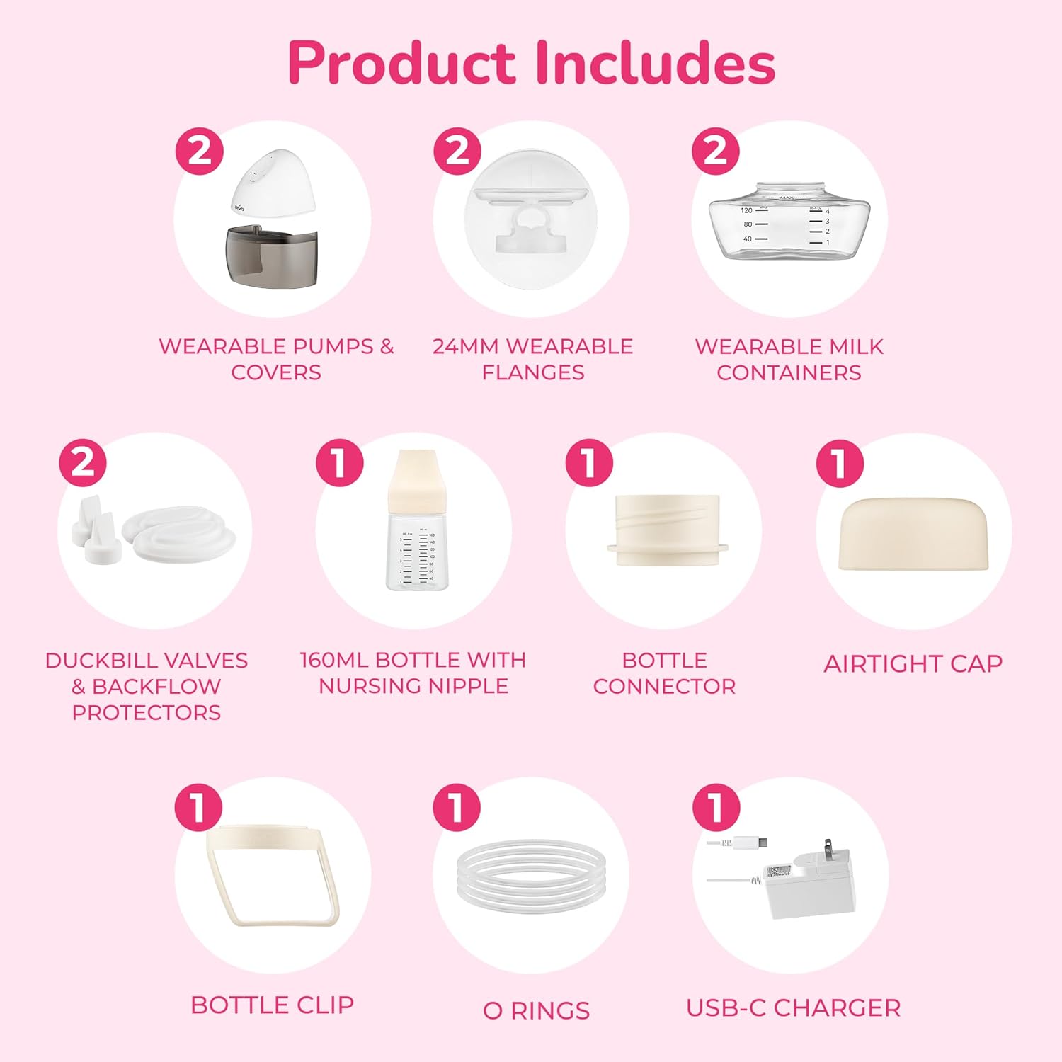 Spectra Baby Spectra Premier Wearable Breast Pump - Hands-Free Portable Breast Pump - Wireless - Comes with 24mm Flanges, Milk Container, 160mL Bottle & Other Accessories