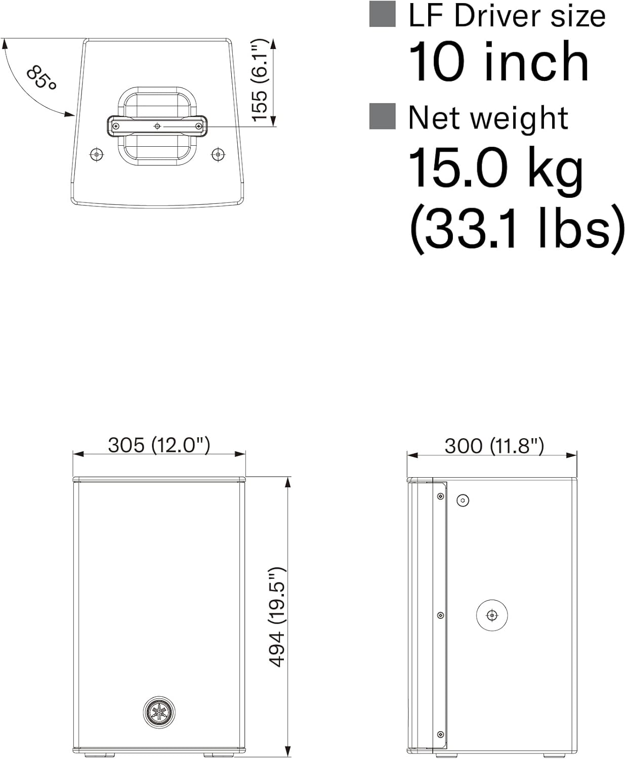 Yamaha DHR Series Powered Speaker, 700W, 10