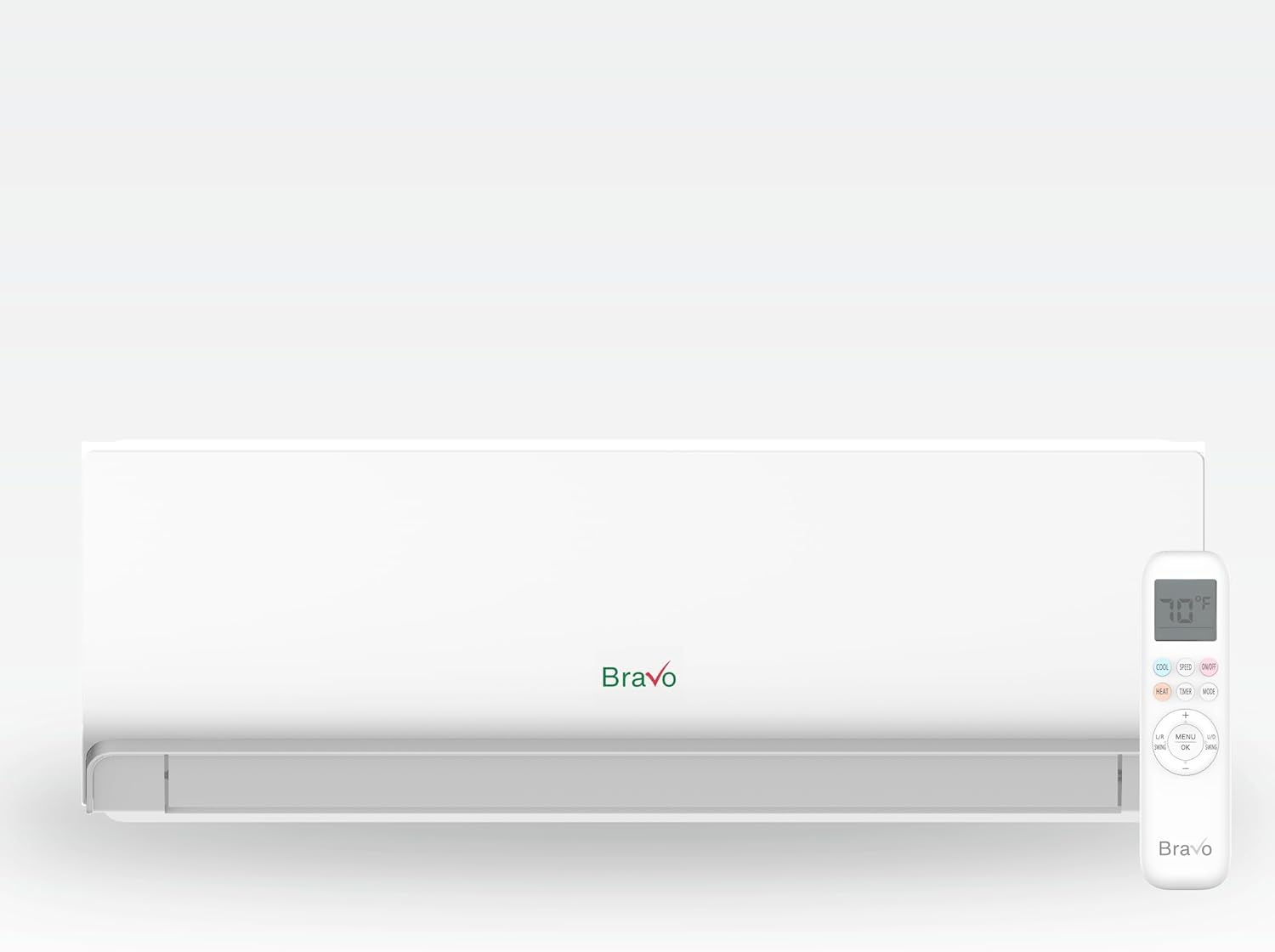 BRAVO 36,000 BTU Dual Zone 18000 + 18000 BTU Wall Mount, 23 SEER2 Ductless Mini Split AC & Heat Pump – Includes Smart Control & 16FT Installation Kits – Inverter System