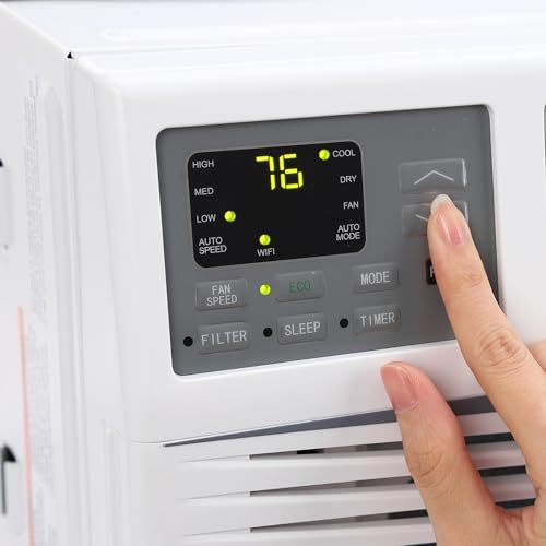 Window Air Conditioner, 10,000 BTU, Cools 450 Sq.ft, 3 Cooling & Fan Speeds, Window AC with Remote/App Control, Energy Saving, 110-115V