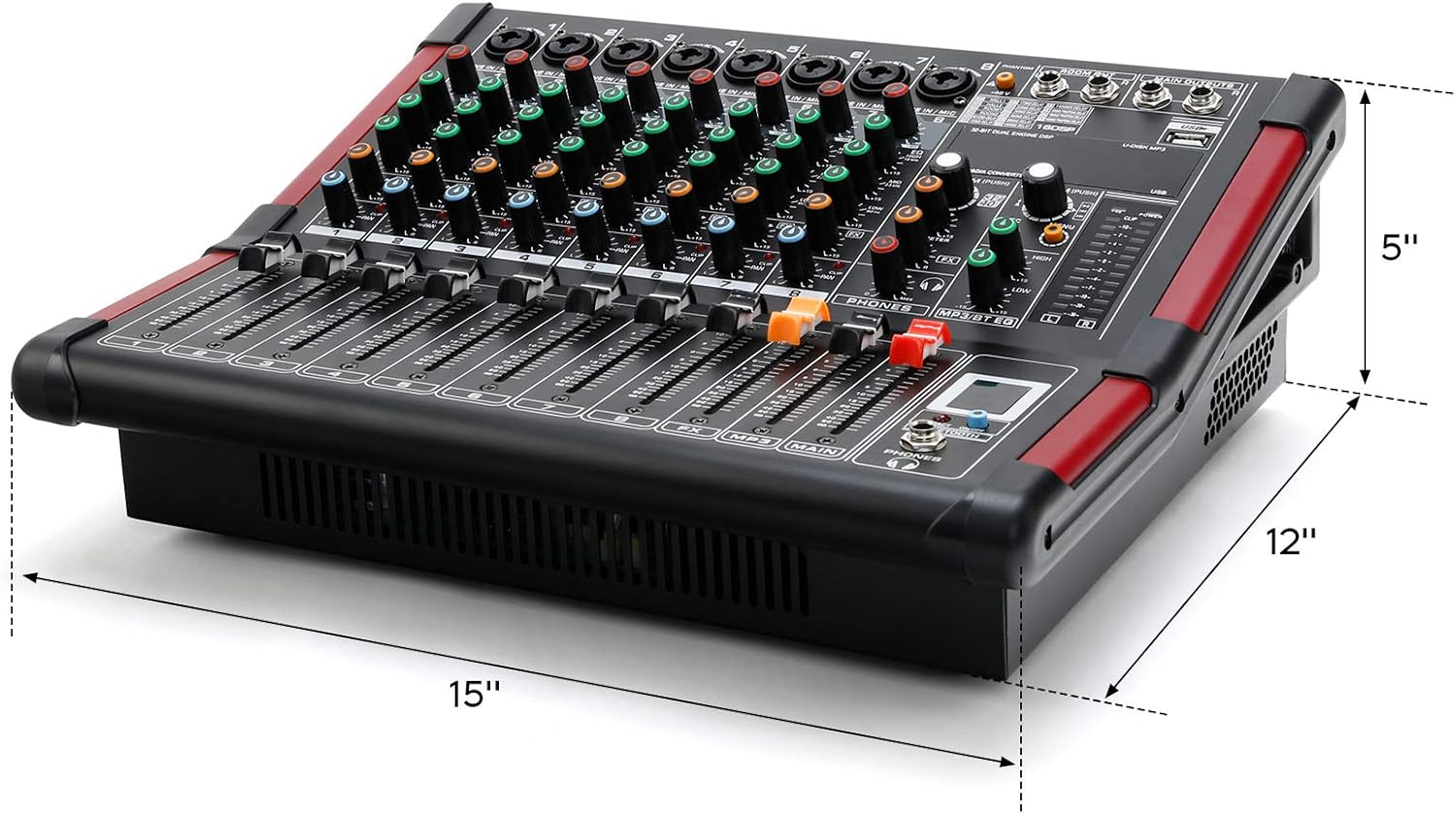 TC-Home 8 Channel Powered Mixer Professional Mixing Amplifier 16DSP TRS USB Bluetooth Home Recording