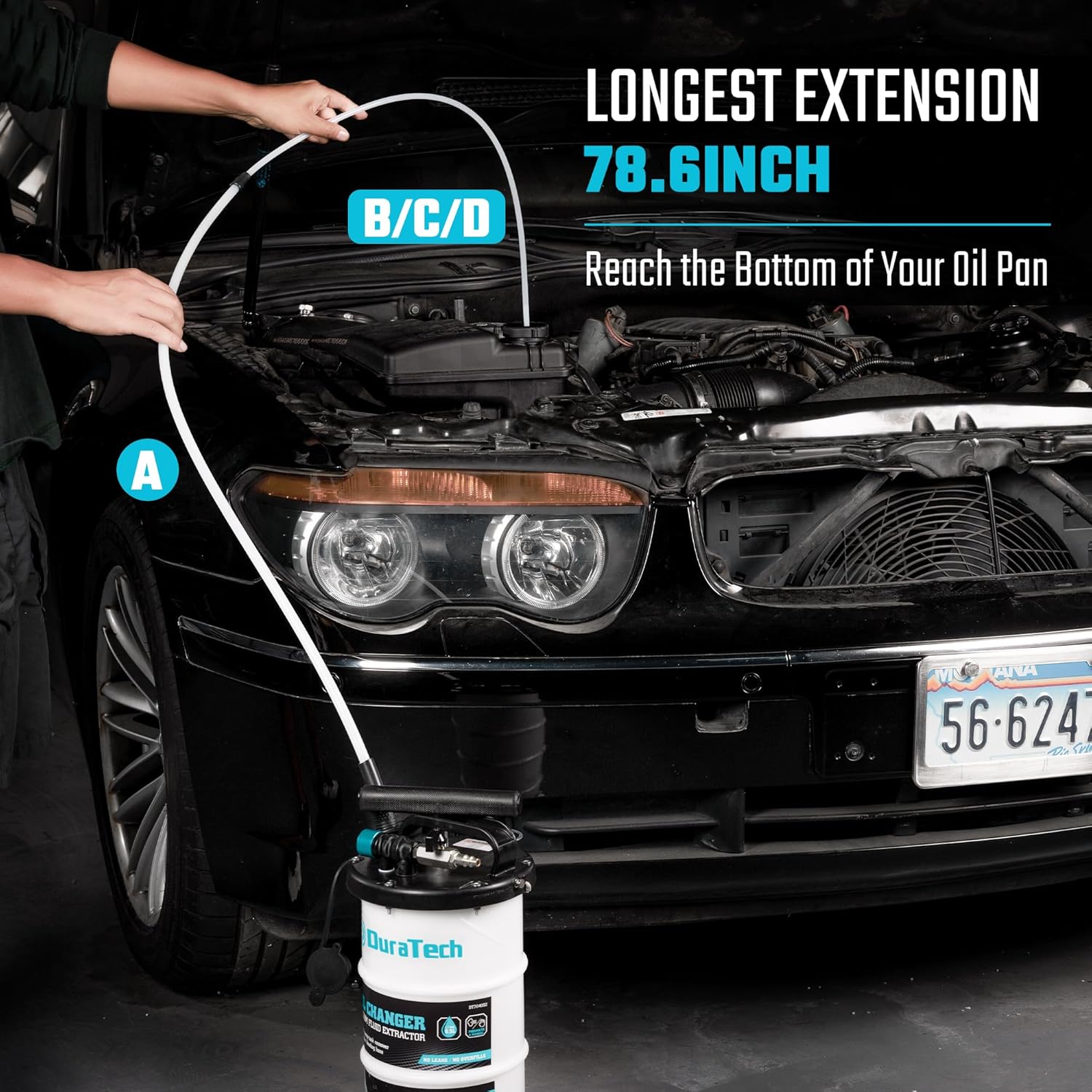 DURATECH 6.5L Oil Extractor Pump Pneumatic/Manual, Fluid Extractor with Pipe Storage Units, Oil Vacuum Pump Extractor with Comprehensive Accessories, Automotive Oil Extractor for Oil Change