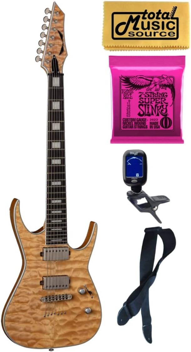 Dean Exile Select 7 String Quilt Top, Satin Natural, Bundle